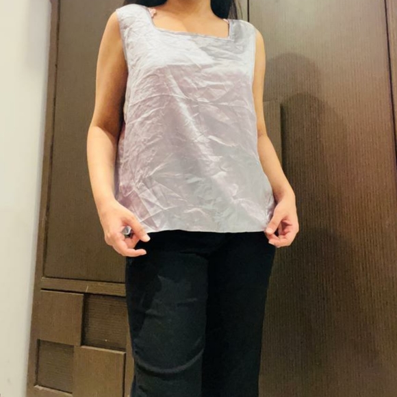 Grey satin metallic top - Picture 4 of 6